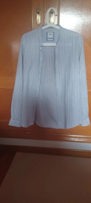 Camisa Zara Rayas Azul Talla S