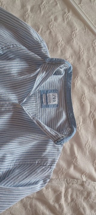 Camisa Zara Rayas Azul Talla S