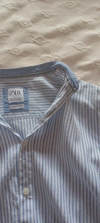 Camisa Zara Rayas Azul Talla S