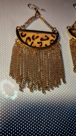 Pendientes largos leopardo flecos dorados