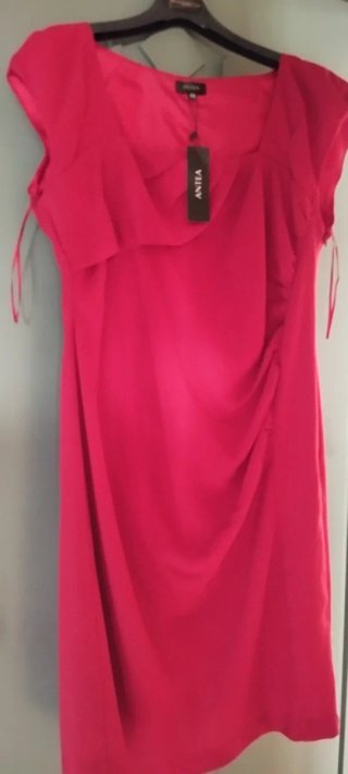 Vestido rojo NUEVO de cóctel midi drapeado en crep