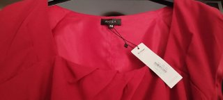 Vestido rojo NUEVO de cóctel midi drapeado en crep