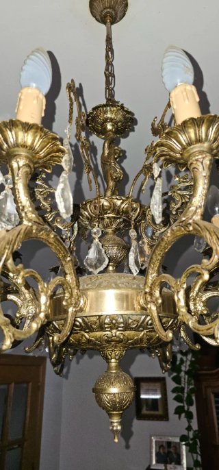 Lámpara de bronce Siglo XX, 8 brazos 16 bombillas