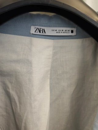 Traje Zara Lino Azul Celeste Talla M