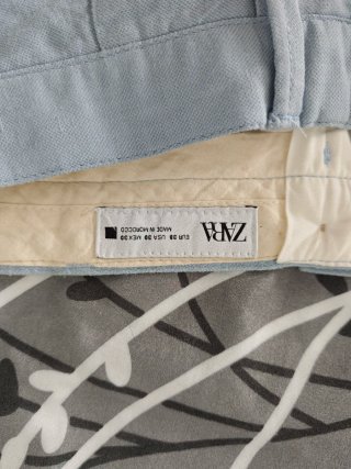 Traje Zara Lino Azul Celeste Talla M