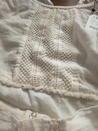 Camisa Zara niña manga larga blanca. Talla 11-12