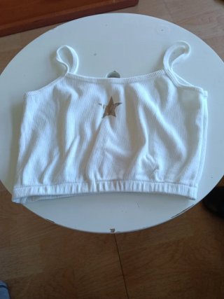 Top blanco niña estrella dorada