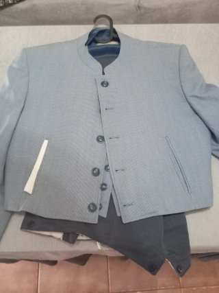 Traje de Flamenco azul marino pantalón y azul mil