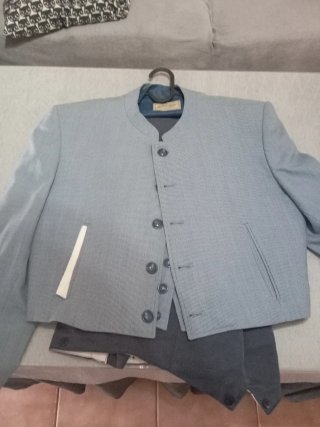 Traje de Flamenco azul marino pantalón y azul mil
