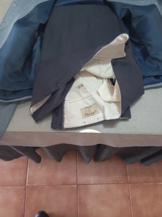 Traje de Flamenco azul marino pantalón y azul mil