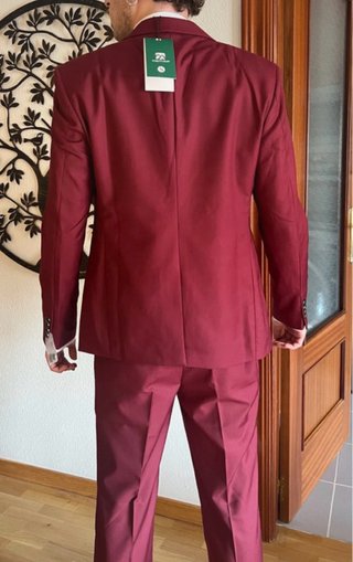 Traje de 3 piezas granate hombre