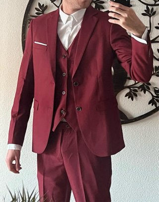 Traje de 3 piezas granate hombre