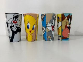 Colección 4 Tazas Looney Tunes Plástico