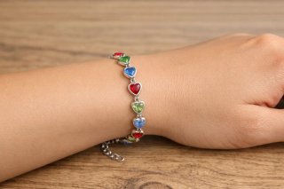 Bracciale Cuori Acciaio Inossidabile Multicolore