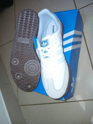 Adidas Samba Blancas Azul Pastel