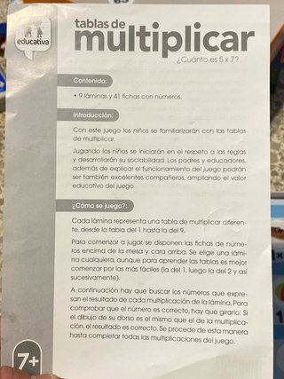 Juego educativo Diset Tablas de Multiplicar