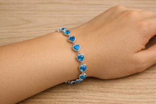 Bracciale Cuori Acciaio Inossidabile Blu