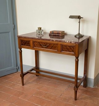 Mesa tocador / Consola antigua madera y marmol