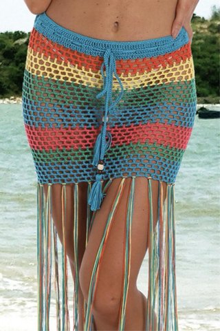 Falda playera crochet multicolor
