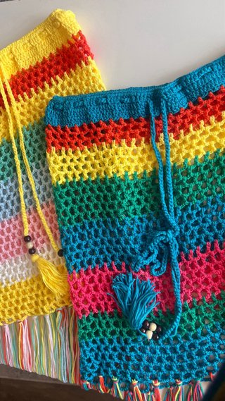 Falda playera crochet multicolor