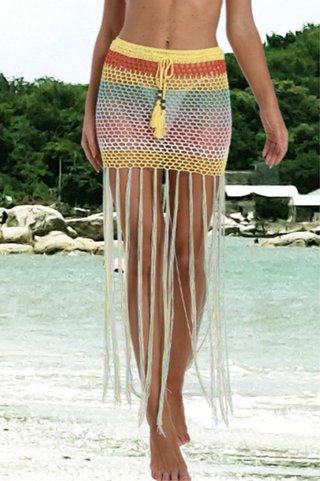 Falda playera crochet multicolor