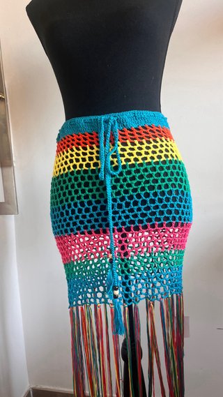 Falda playera crochet multicolor