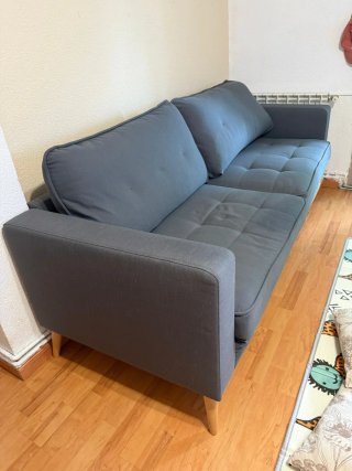 Sofá Cama Gris Tela 3 Piezas