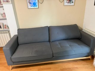 Sofá Cama Gris Tela 3 Piezas