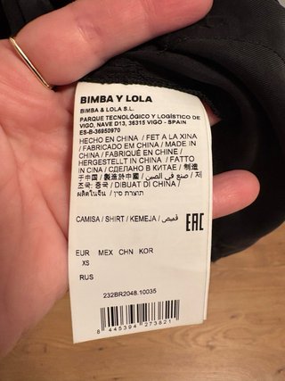 Camisa larga Bimba y Lola Negra NUEVA