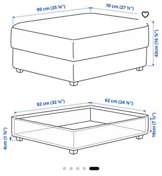Puf Ikea Gris con Almacenaje