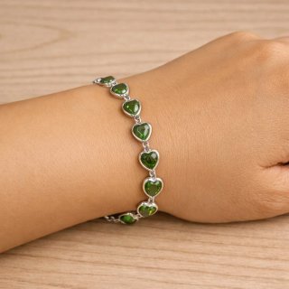 Bracciale Cuori Acciaio Inossidabile Verde
