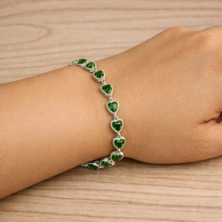 Bracciale Cuori Acciaio Inossidabile Verde
