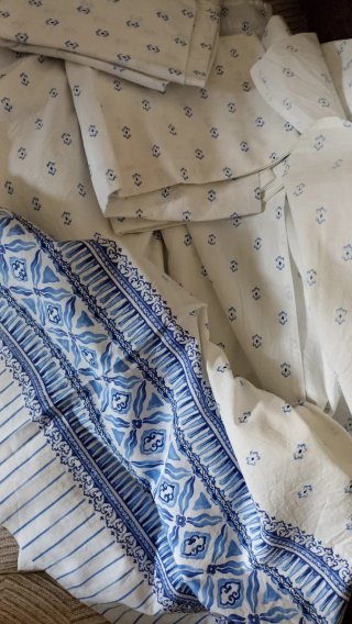 Juego Sábanas Zara Home Algodón Azul/Blanco