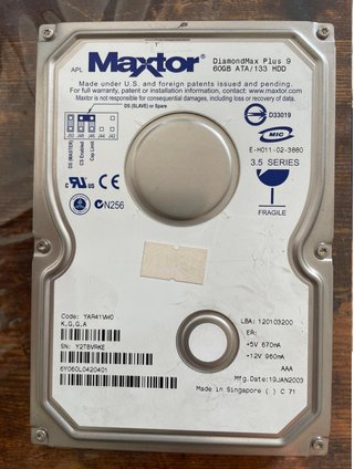 Hard Disk Maxtor ATA IDE 3.5" 60Gb Vintage DeskTop