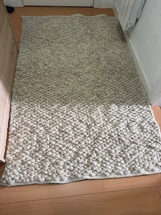 Felpudo de lana beige y gris