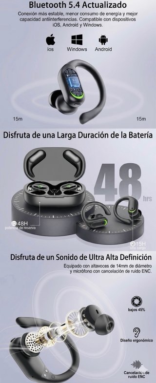 Auriculares inalambrico Deportivos Bluetooth 5.4