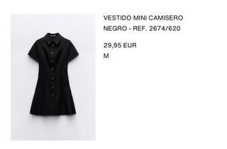 Vestido Zara Negro Talla M