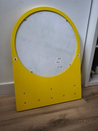 Espejo IKEA Saltröd amarillo, con balda y ganchos