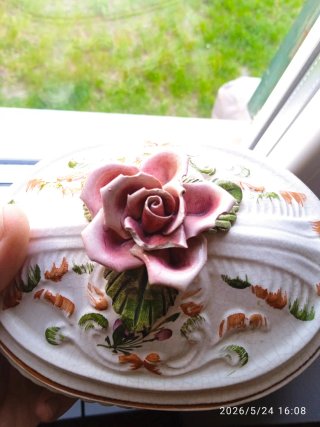 Portagioie vintage ceramica rose
