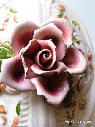 Portagioie vintage ceramica rose