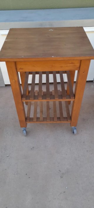 Mueble auxiliar madera con ruedas