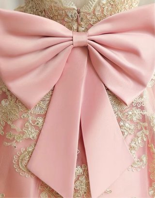 Vestido de fiesta infantil rosa y dorado