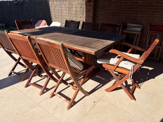 Conjunto jardín madera – Mesa extensible 10 pax