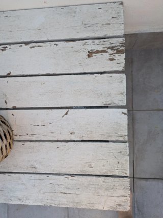 Mesa Palets Blanca Rústica con Ruedas