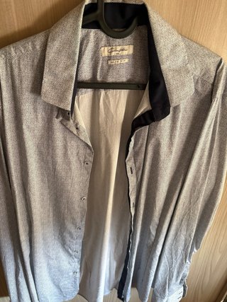 Camicia uomo fantasia grigio/bianco
