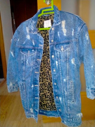 Chaqueta vaquera larga forro animal print