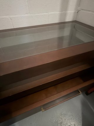 Mesa baja de salón madera y cristal