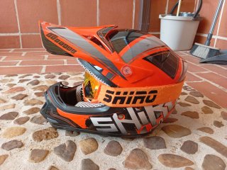 Casco Motocross Infantil Naranja SHIRO completo
