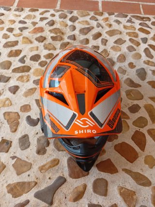 Casco Motocross Infantil Naranja SHIRO completo