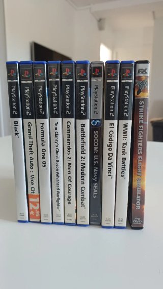 Play 2 Slim Negra + Mando + Memoria + 10 Juegos
